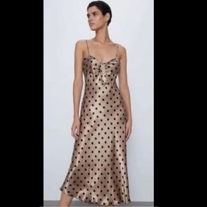 ZARA Satin Slip Dress With Dots